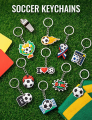 soccer ball keychains with varied designs