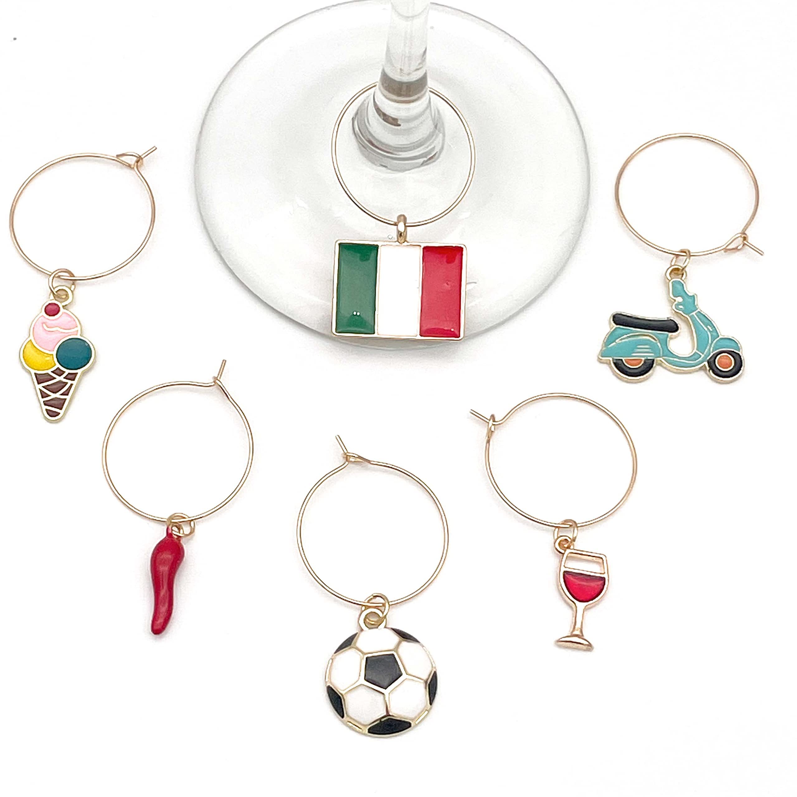 Soccer ball charm for wine glass