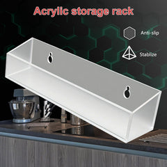 Premium clear acrylic shelf displaying Bubly Drops flavors