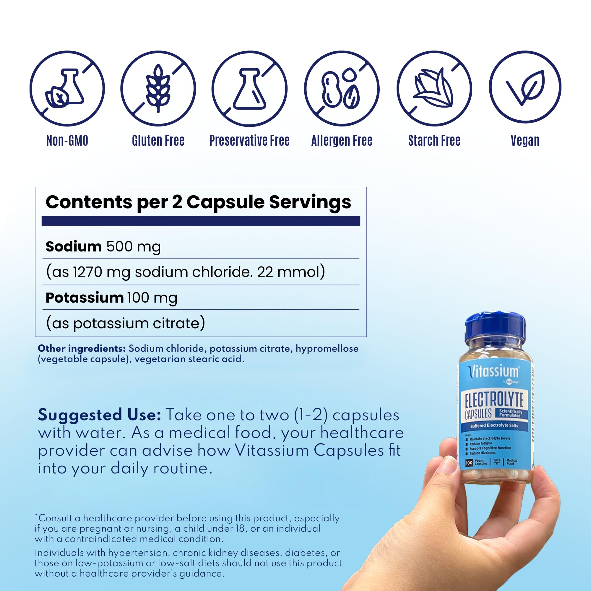 Vitassium Electrolytes Salt Pills for POTS product packaging