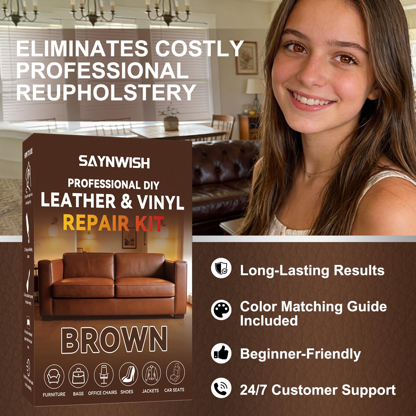 Jacket leather repair kit Saynwish brown