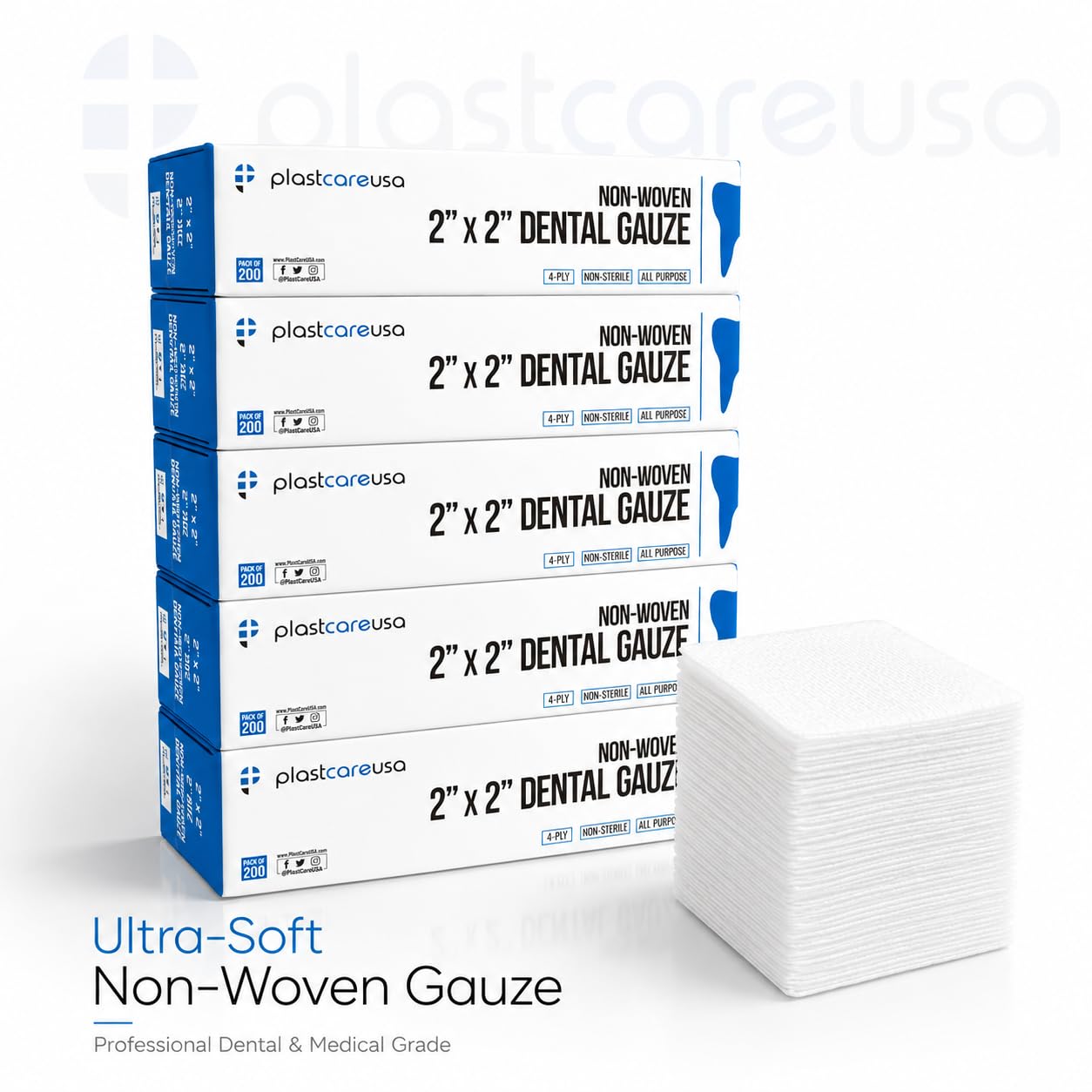 soft 4-ply non woven gauze pads close up