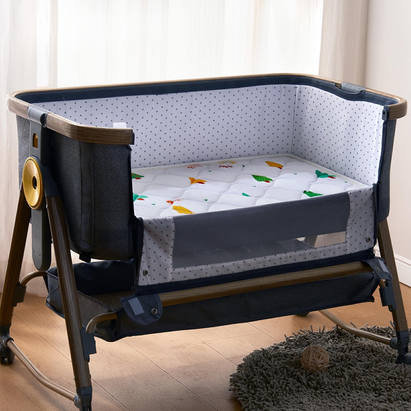 Soft microfiber front with waterproof back on bassinet mattress