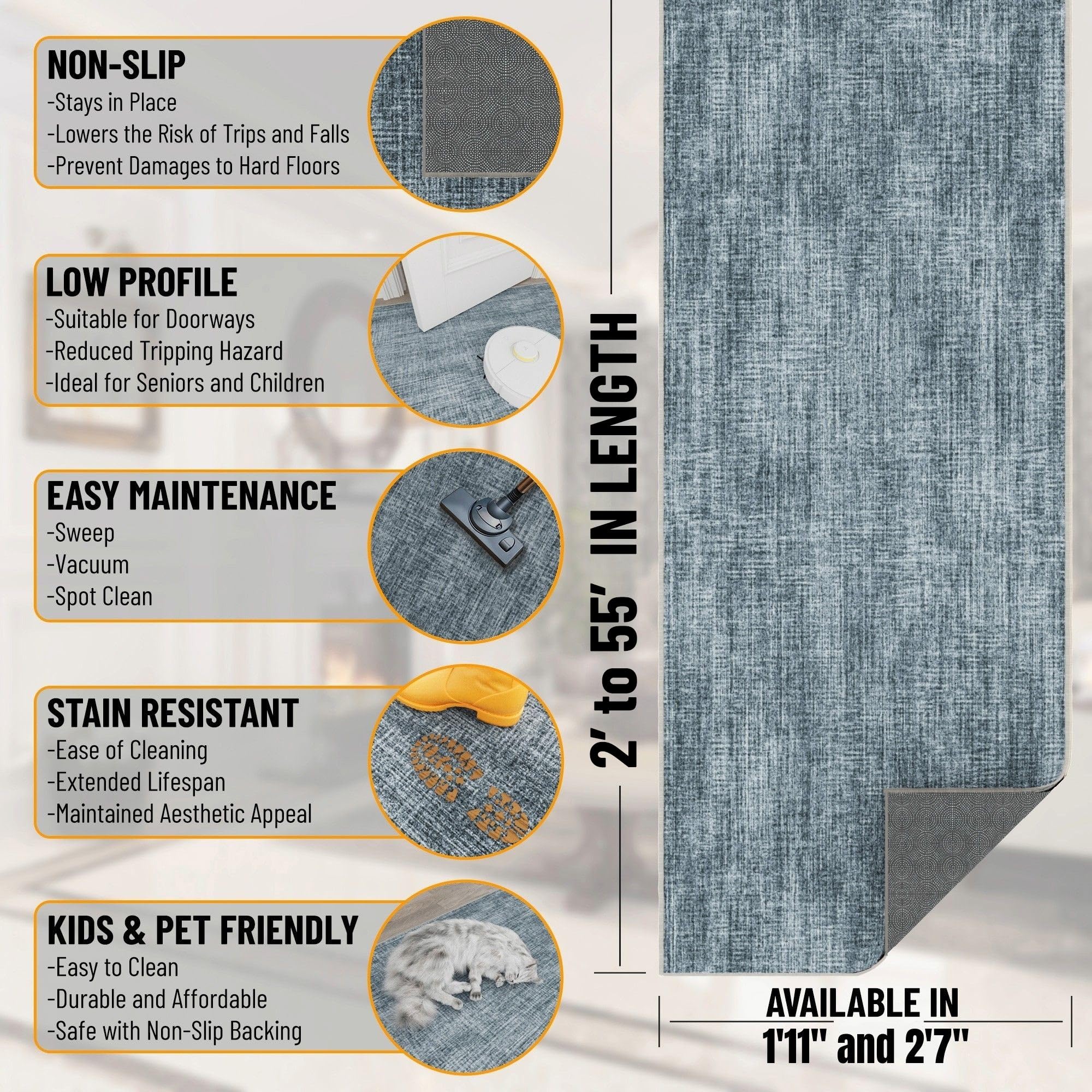 Soft low pile entryway rug