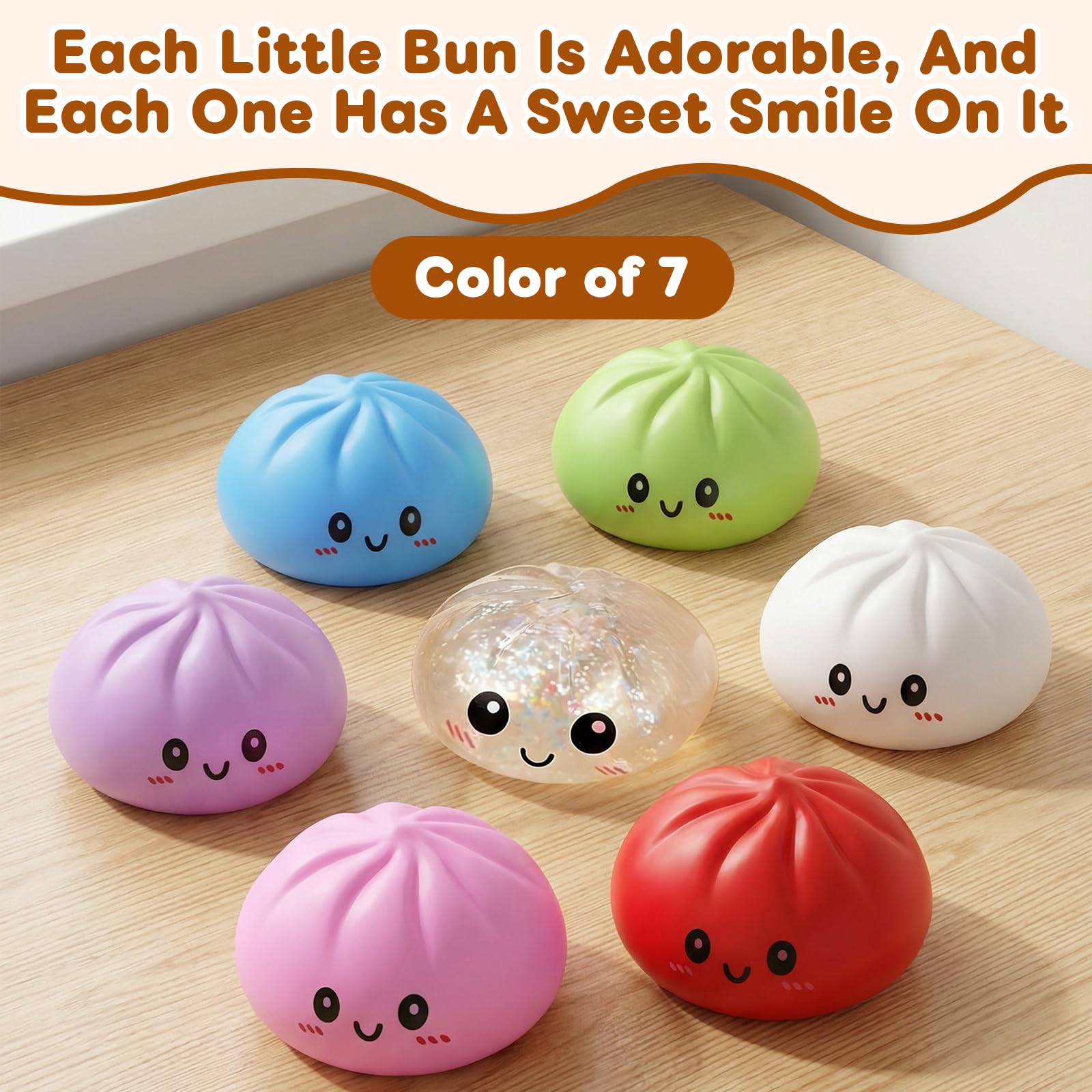 Giant bun face dumpling glitter sensory toy blue