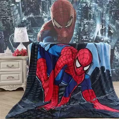 Soft warm kids blanket with playful spider print