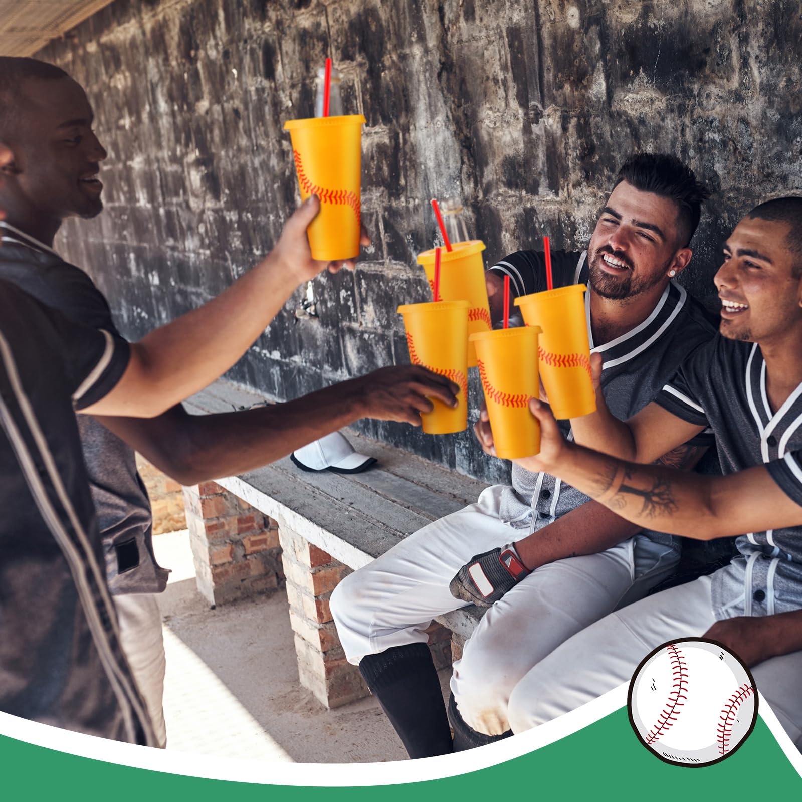 Softball themed cups suitable for parties and sports events