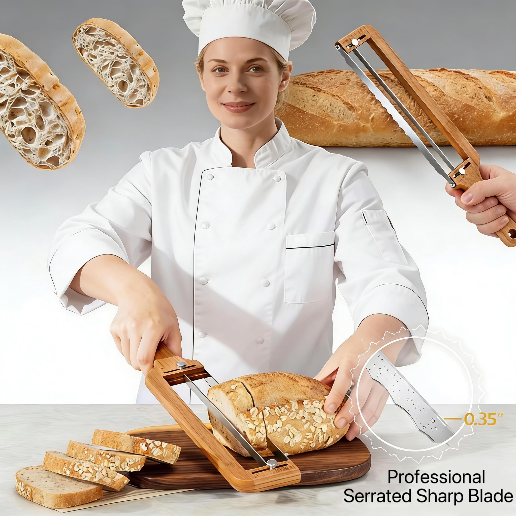 Ambidextrous Solaceura bread slicer ergonomic handle