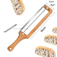 Serrated stainless steel blade bread slicer for sourdough baguettes