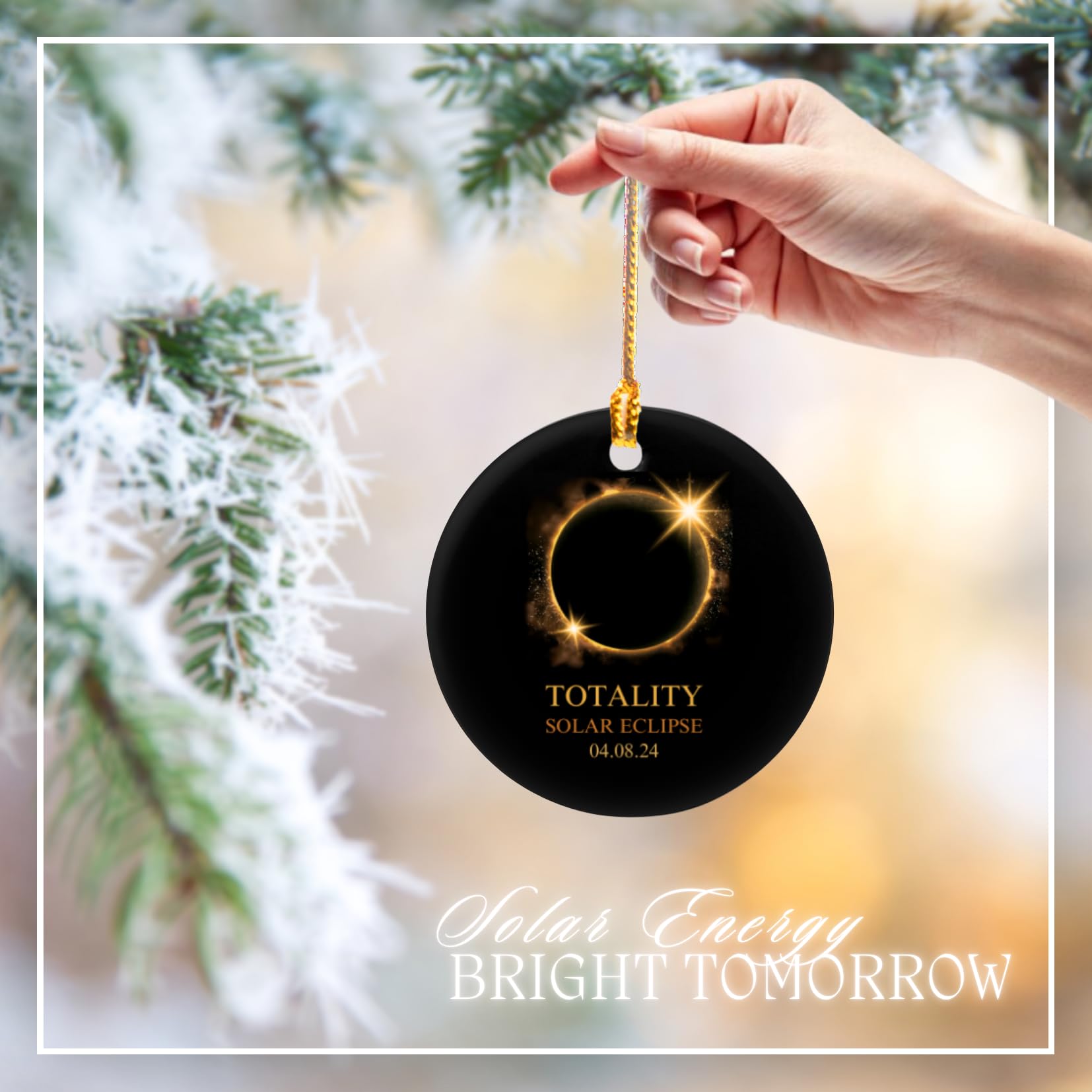 Holiday decor Solar Eclipse Ornament 2024 on display