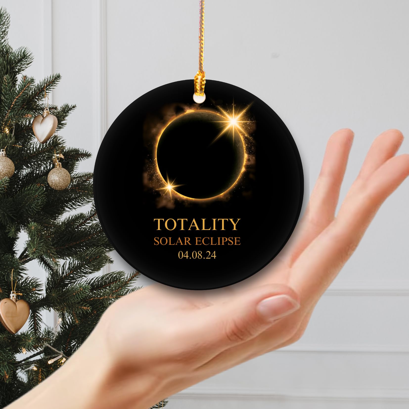 Collectors item Solar Eclipse Ornament 2024 closeup