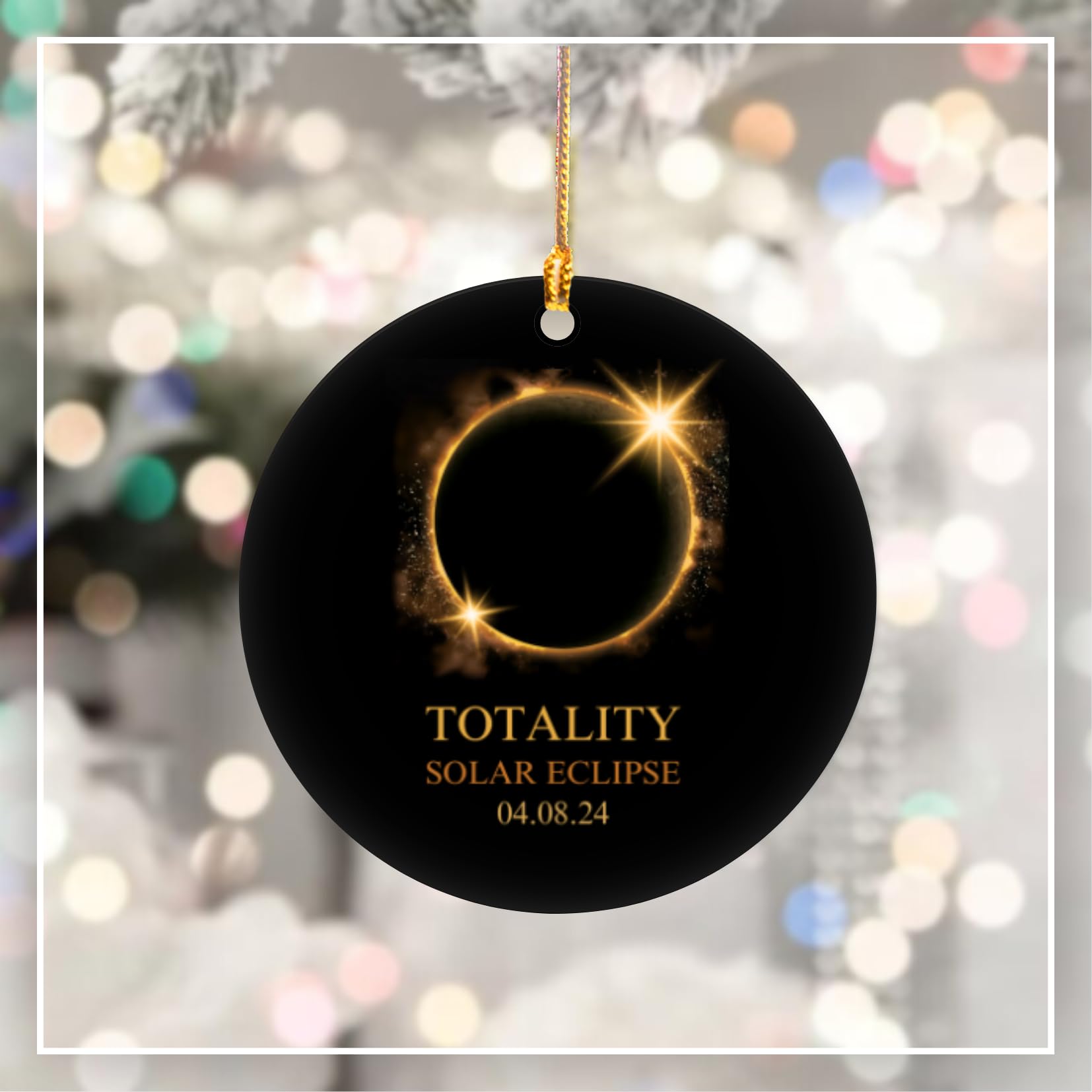 White Elephant gift option Solar Eclipse Ornament 2024