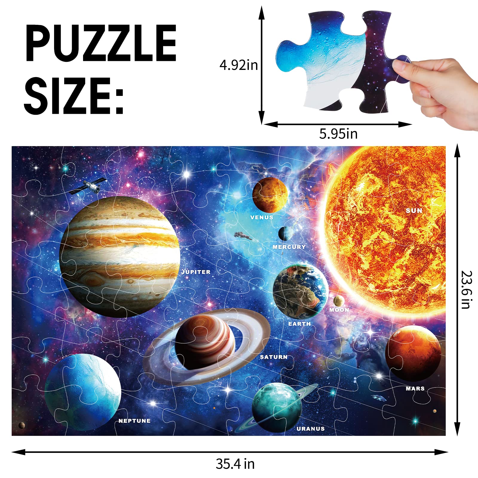 48 piece solar system jigsaw puzzle laid flat on surface