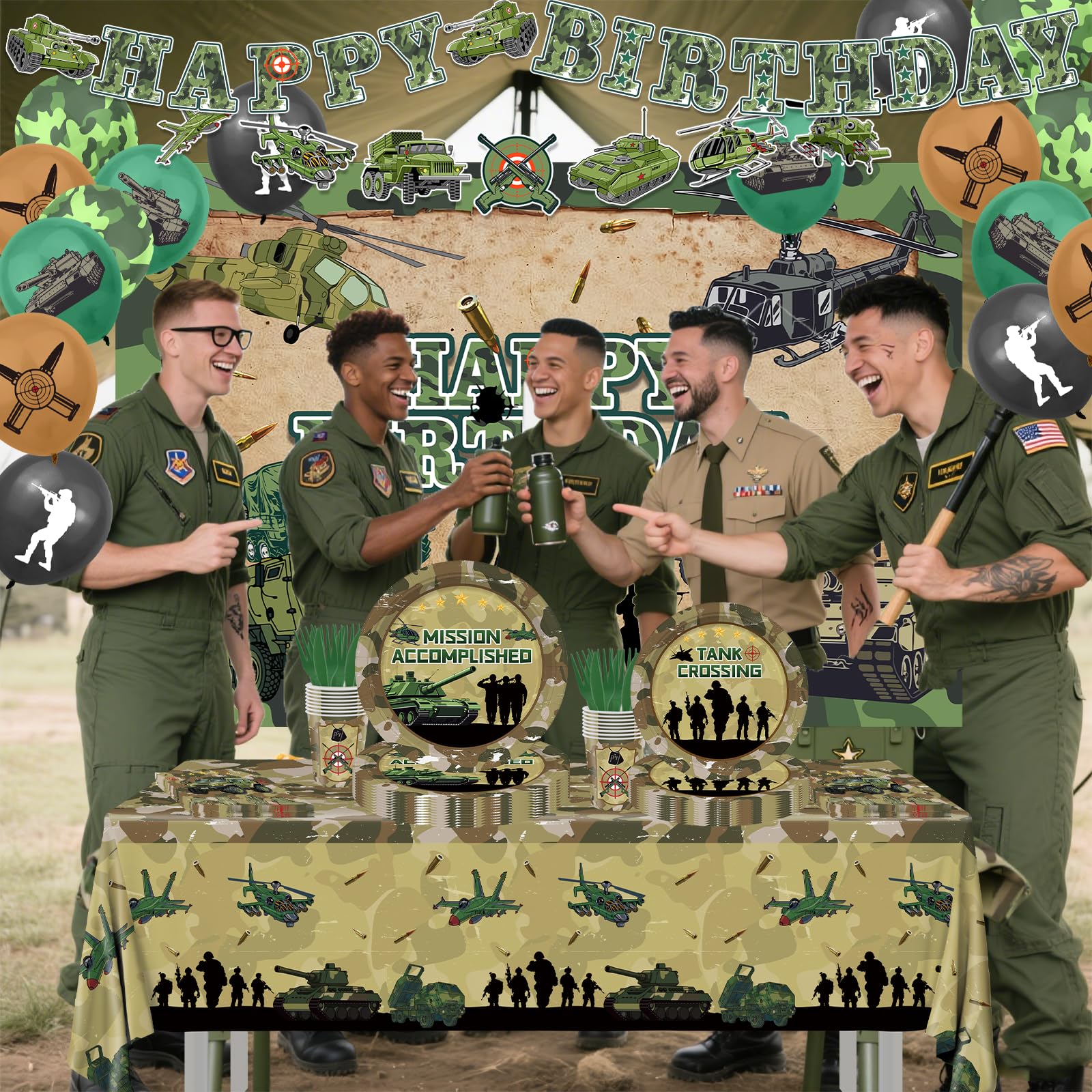Soldier cupcake toppers for army birthday party