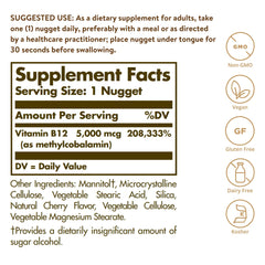 Cherry flavored sublingual Methylcobalamin nuggets by Solgar