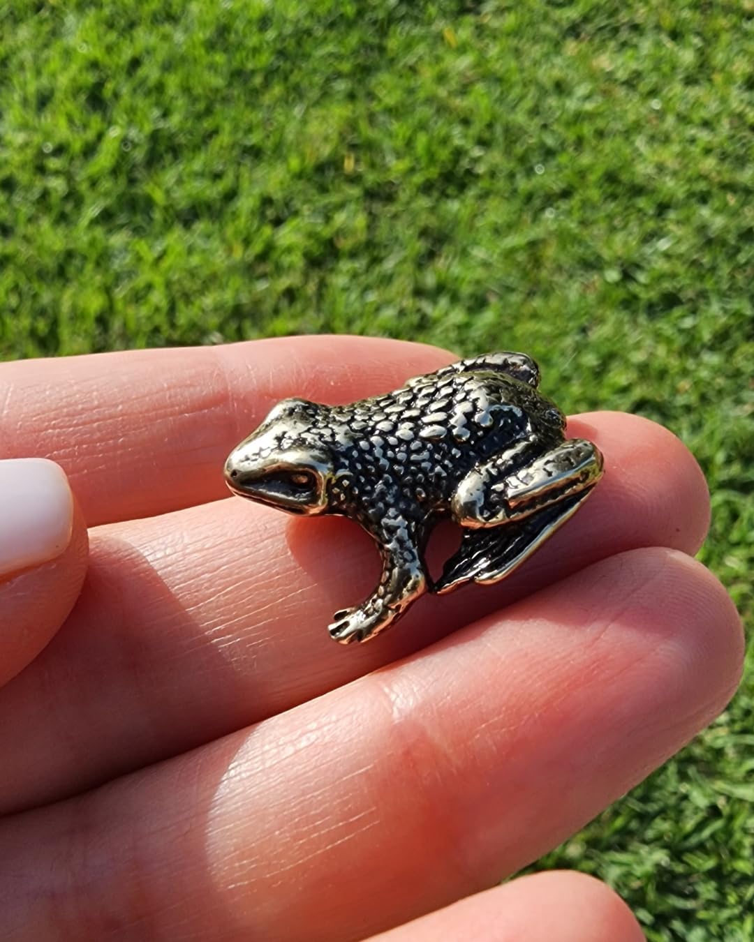 Handmade brass frog figurine decorative accent