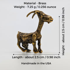 Solid brass farm goat sculpture compact size
