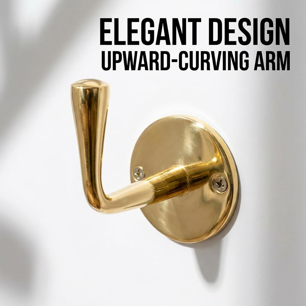 Brass wall hooks with mounting hardware for easy install