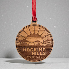 Solid Cherry wood ornament Christmas Sunset Ohio OH
