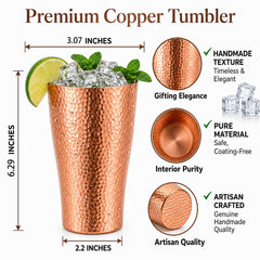 Hammered copper cup style for drinking