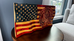 Wall hanger included with 18 inch oak flag