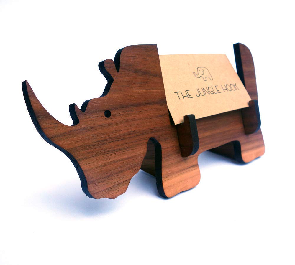 Walnut wood desk accessory holds about 25 standard cards