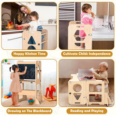 Solid wood and MDF toddler stool with safe finish