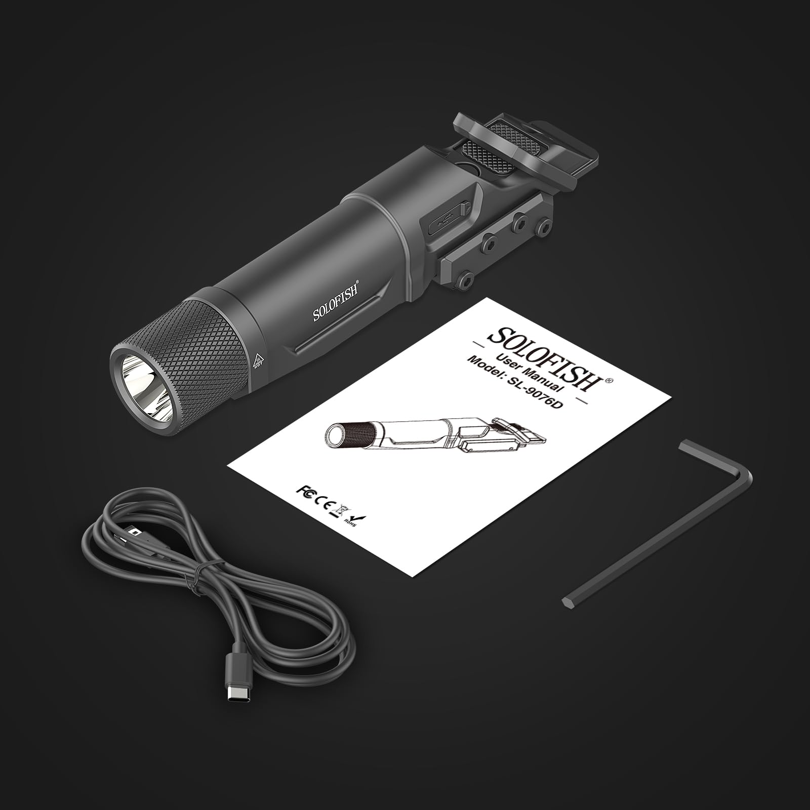 Power level indicators showing remaining charge on flashlight