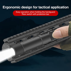 Rifle-mounted flashlight compatible with M-LOK and Picatinny rails