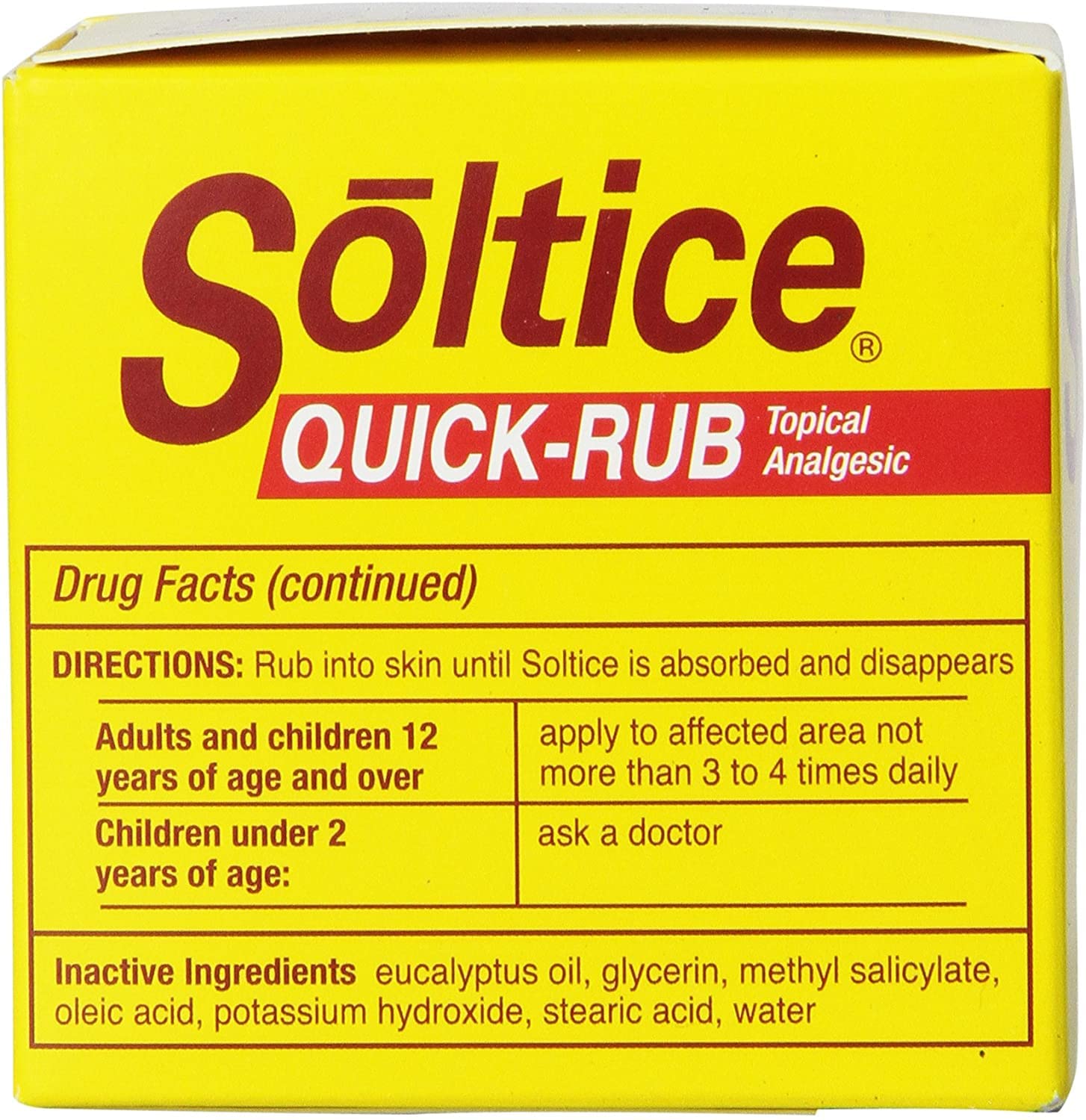 Warming greaseless formula Soltice topical rub