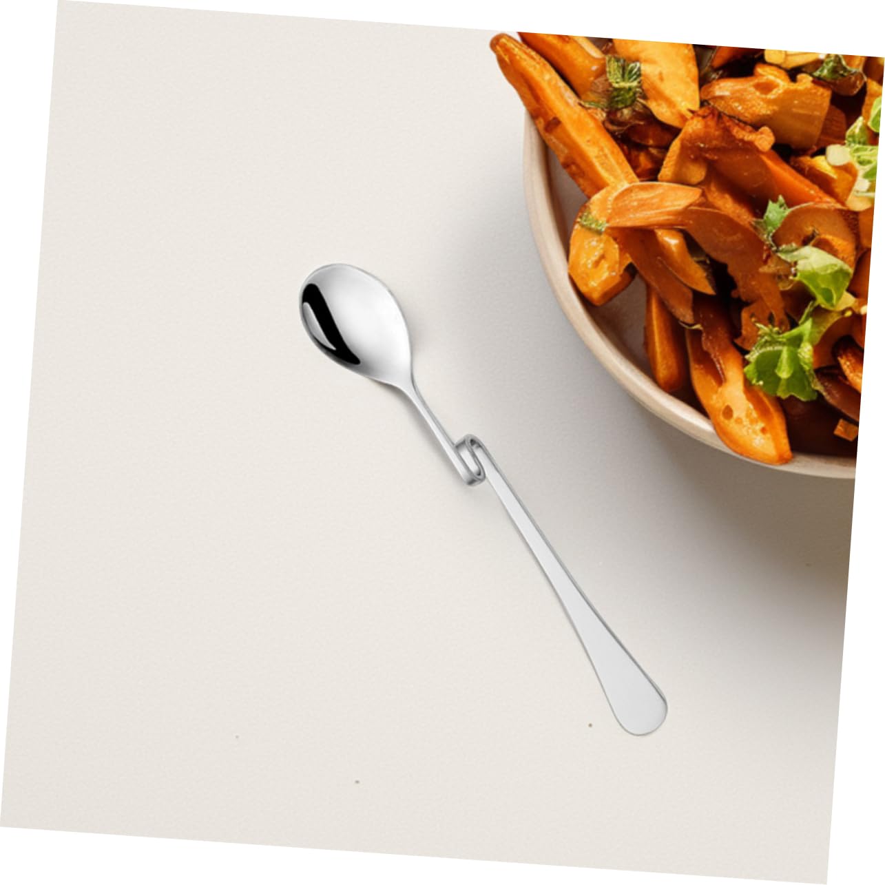 Bent handle S shaped spoon for dessert and coffee SOLUSTRE