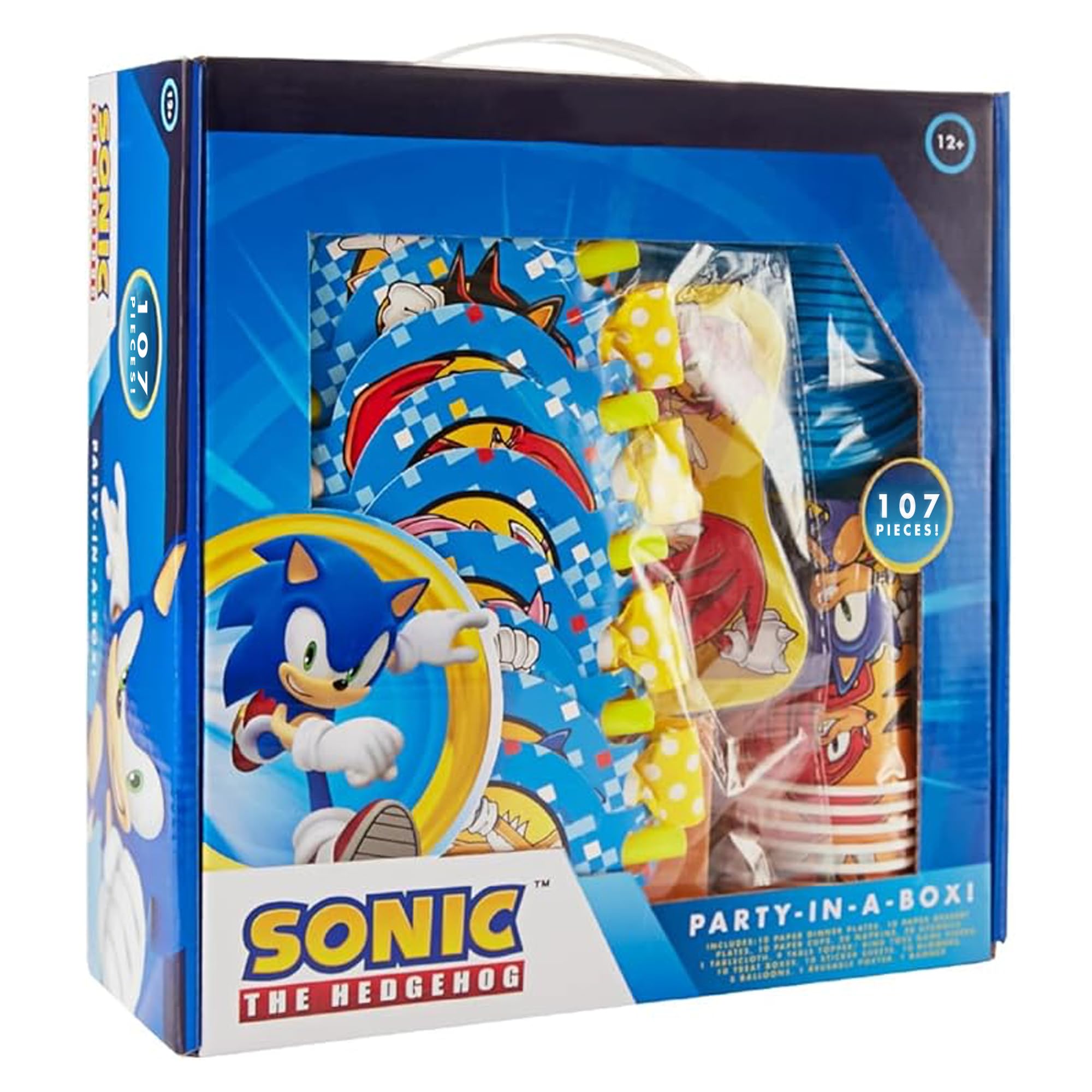 Sonic themed stickers and other party supplies in kit