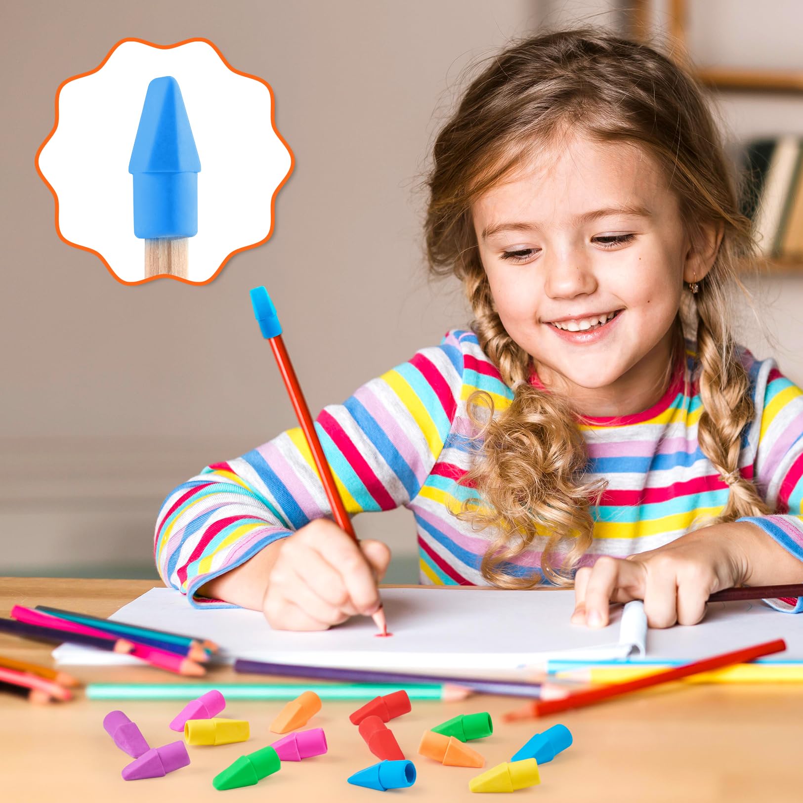 Sooez 7.8 diameter pencil cap erasers in bulk