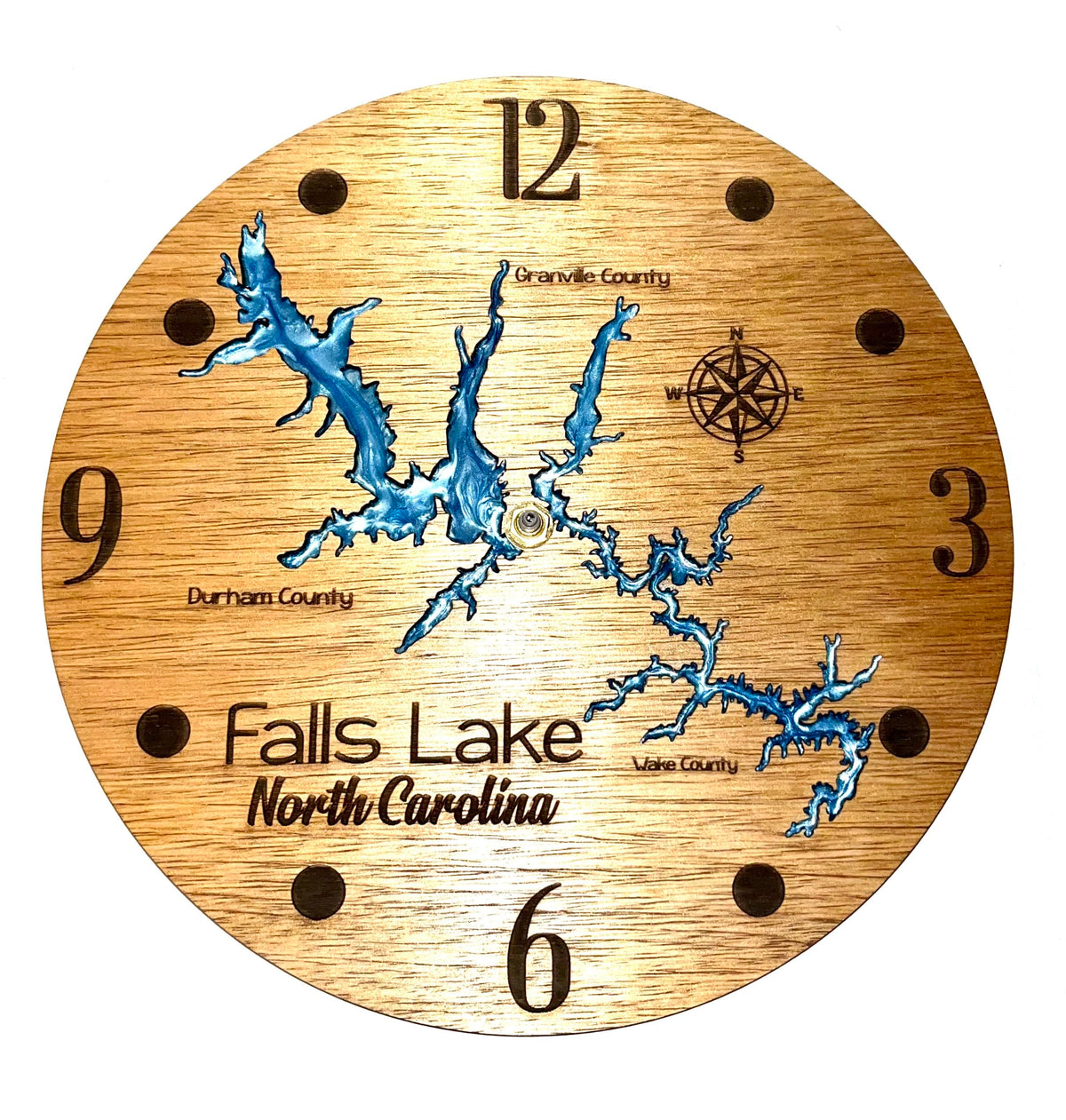 Sooner Tide Creations wall clock with river map 12 inch diameter