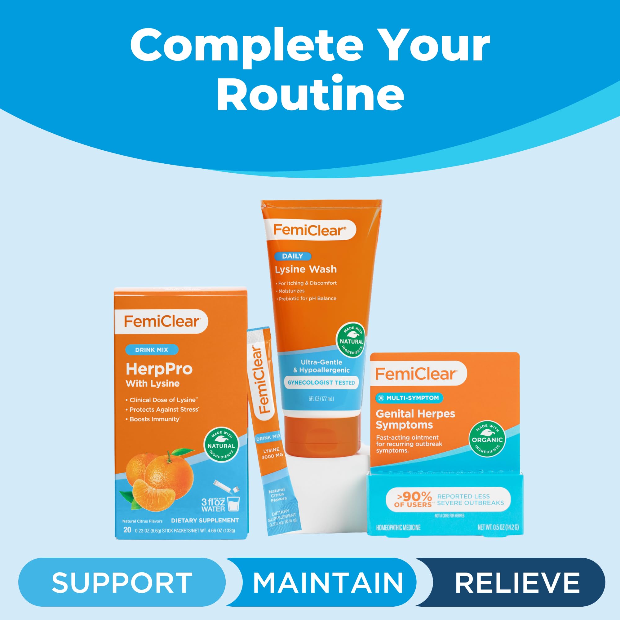Natural ingredient blend lysine and botanicals on label