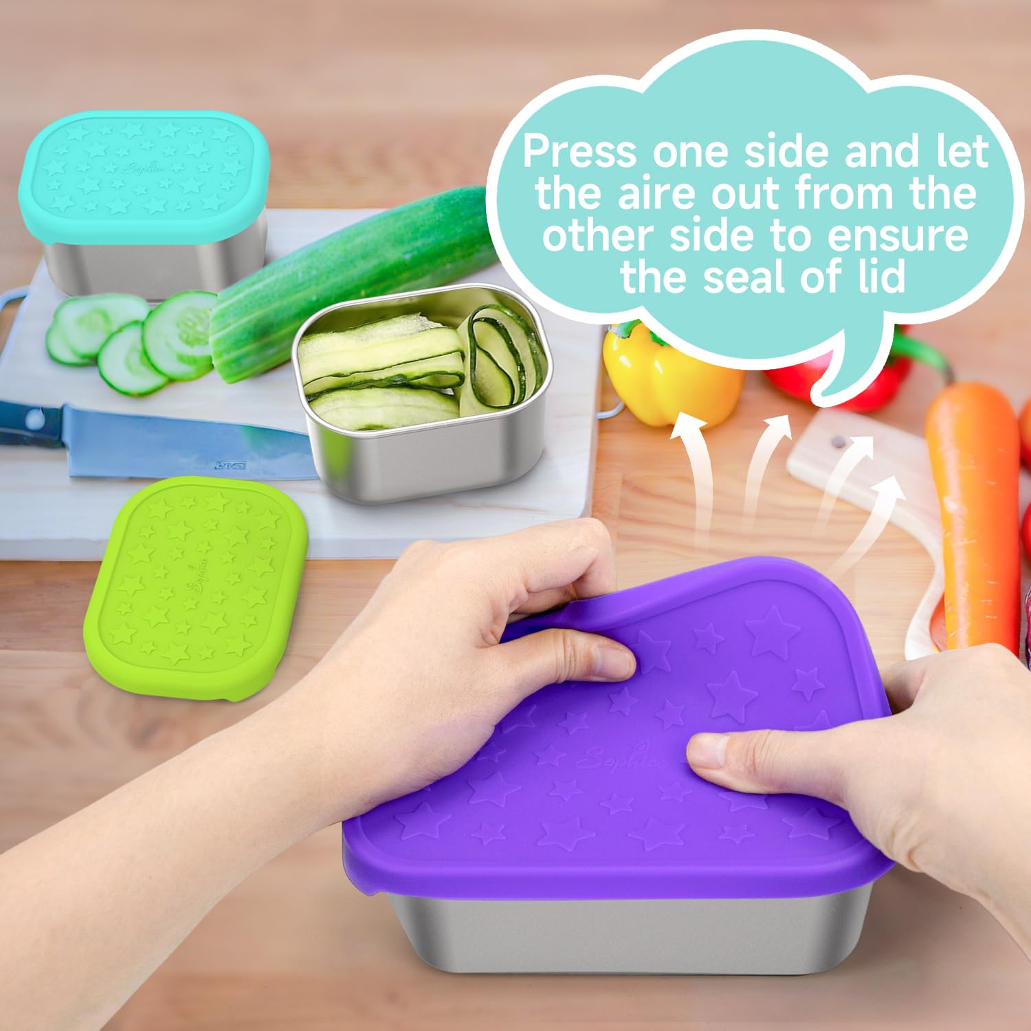 SOPHICO leak-proof lunch containers for kids silicone lid