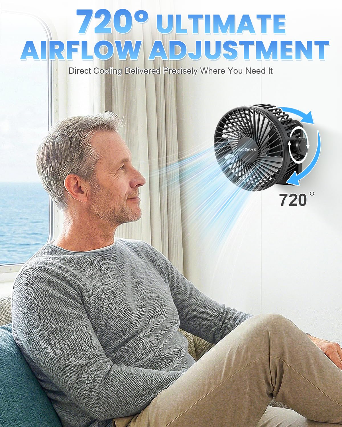 Bottom hook option for hanging the SOQSYS portable fan