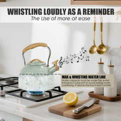 Wood pattern foldable handle tea kettle lid handle green