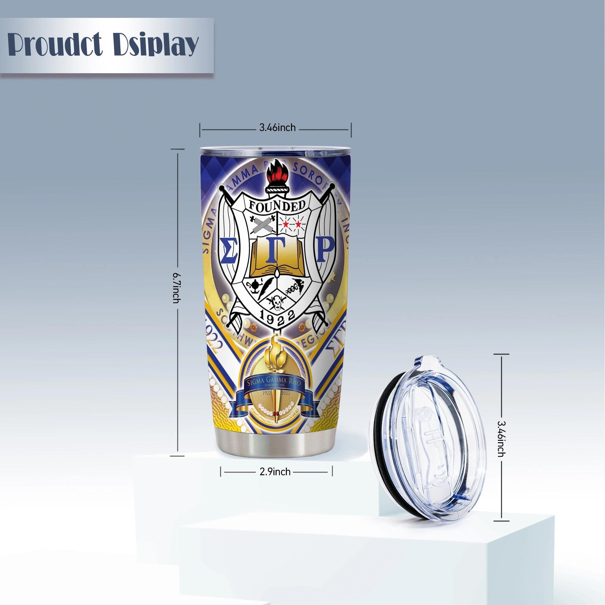 Sigma Gamma Rho sorority merchandise tumbler 20oz close-up