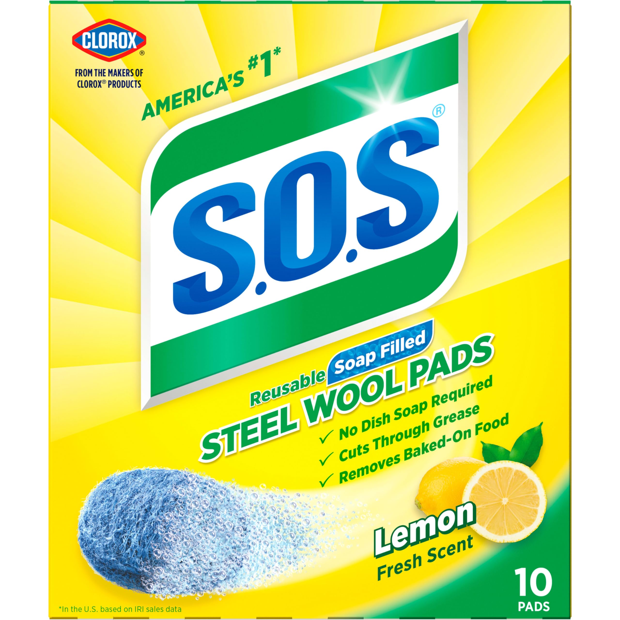 S.O.S lemon scented cleaning pads 10 count