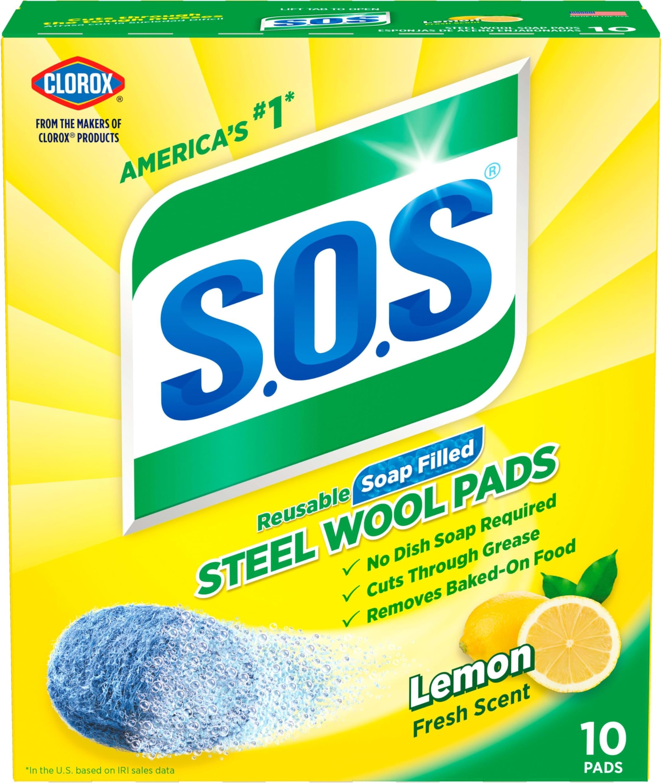 S.O.S steel wool soap pads 10 count pack