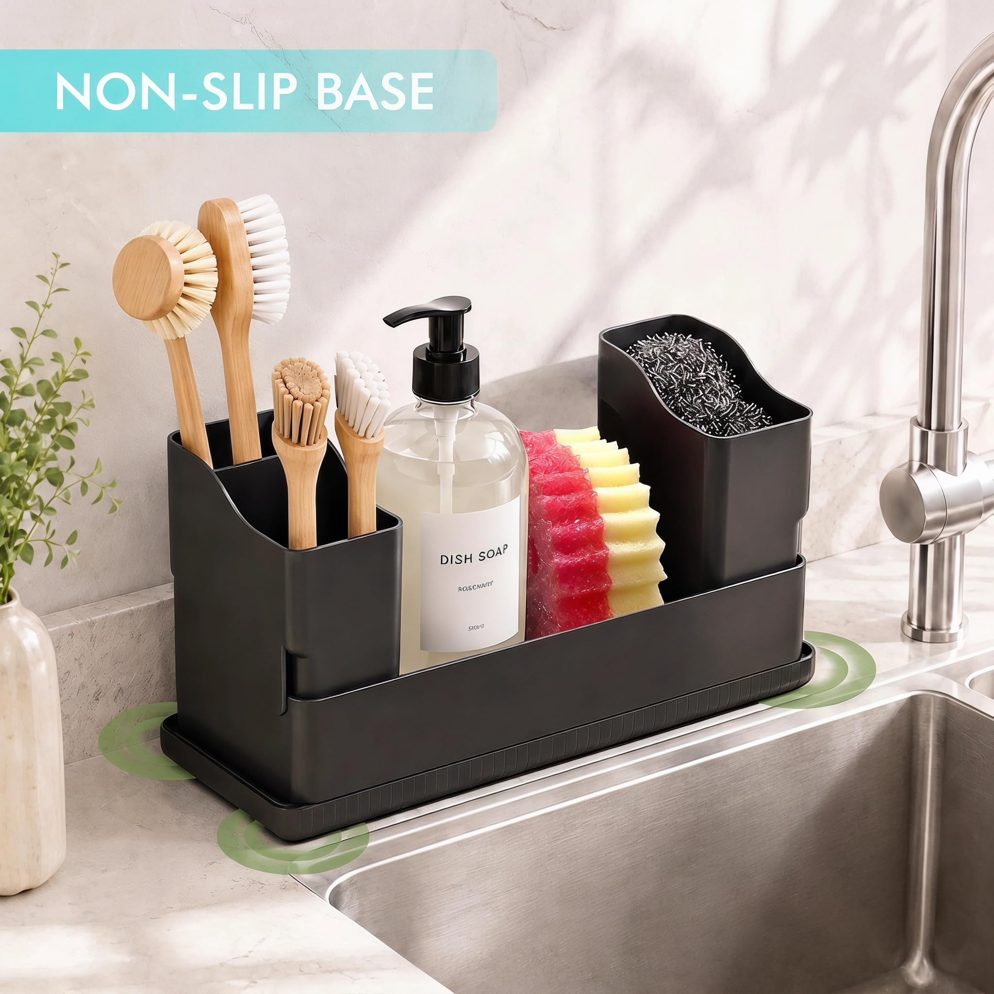 Two high brush racks store long-handled brushes