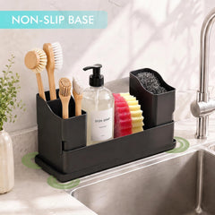Two high brush racks store long-handled brushes