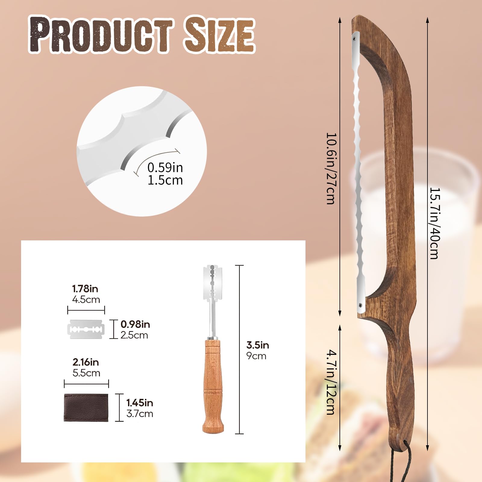 Sourdough bread knife with double serrated blade