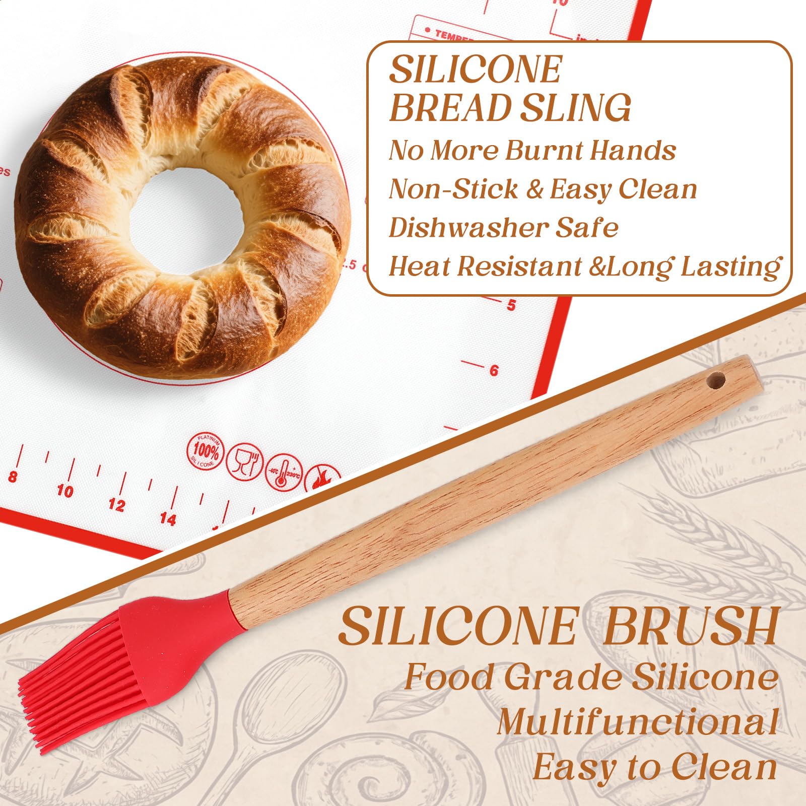 Bread baking accessories set included with sourdough bowl