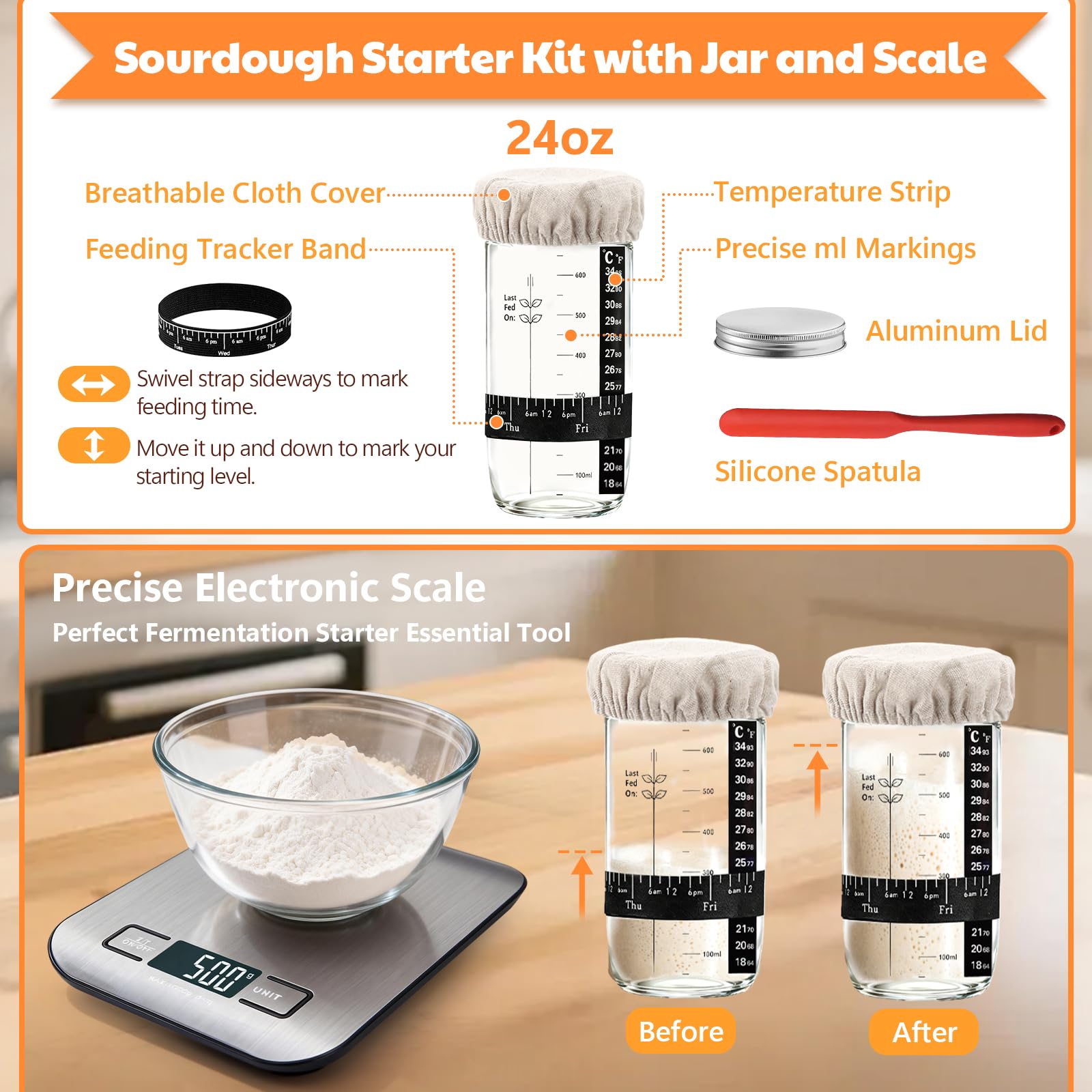 sourdough starter jar included in kit
