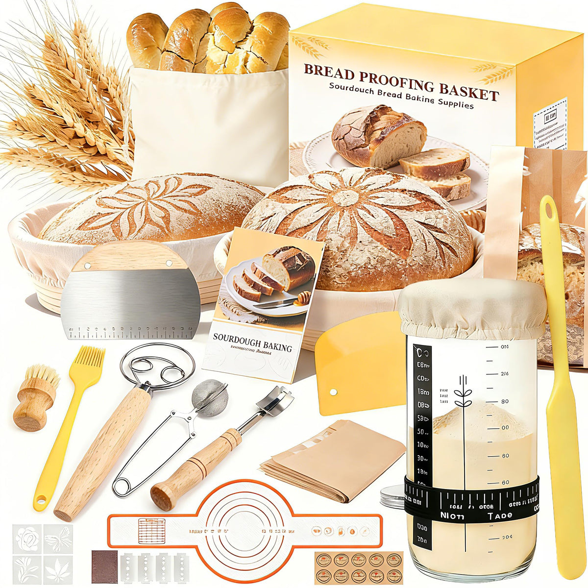Sourdough Starter Kit Beginners with 9in round banneton