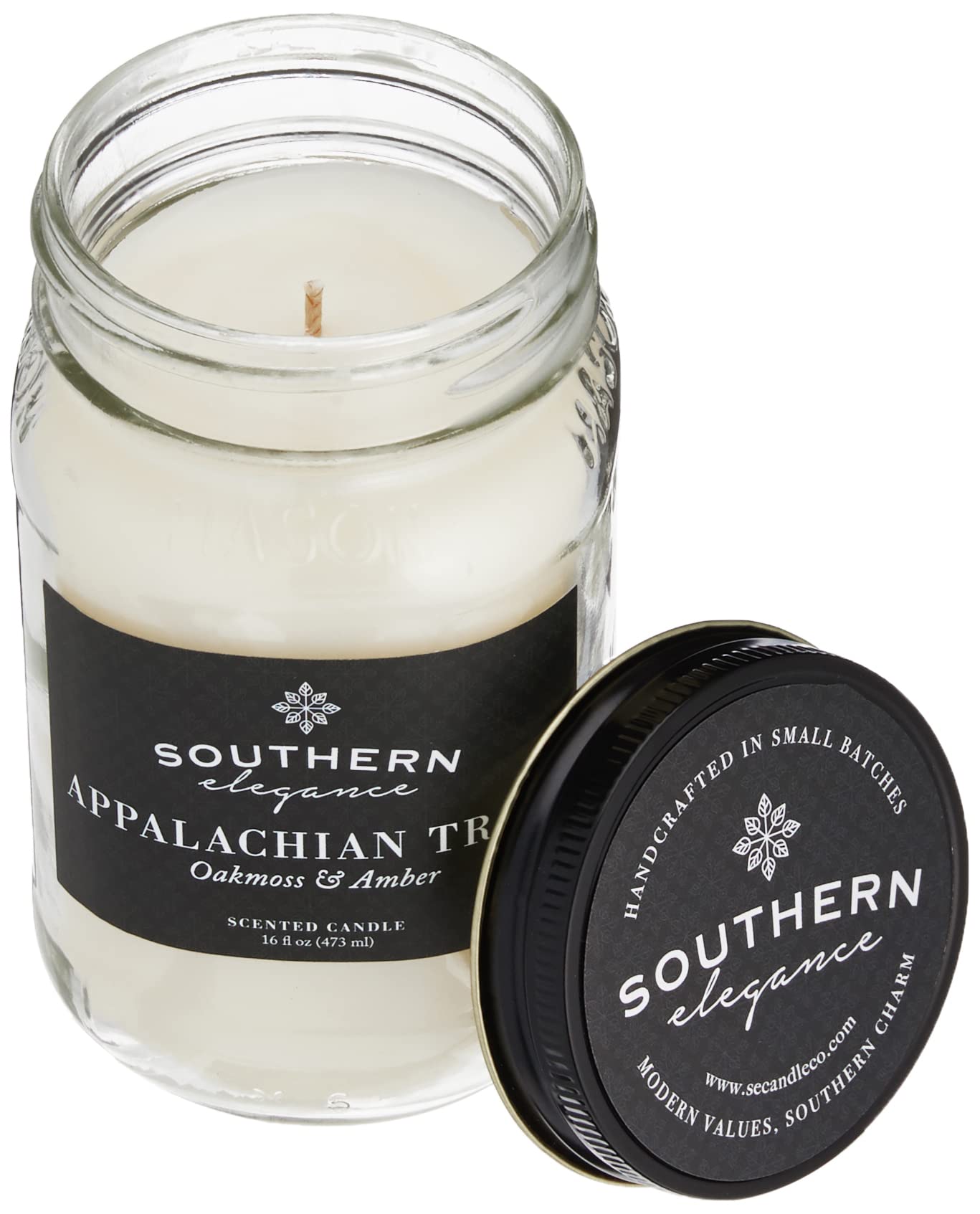 Handcrafted in the USA Southern Elegance candle with oakmoss amber scent