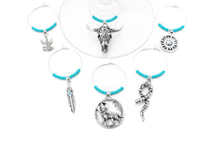 Southwest Wine Charms set of 6 Southwestern Cowboy theme wine glass charms