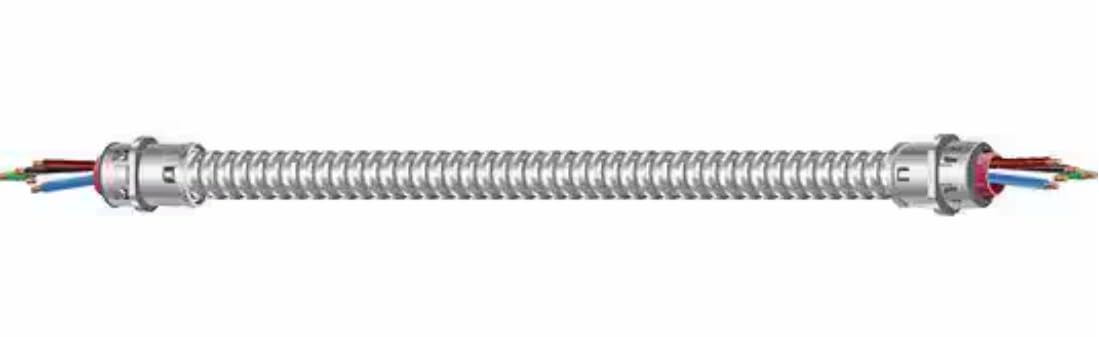 Metal clad ArmorLite cable whip close up